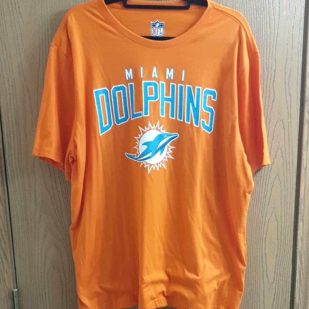 NFL Miami Dolphins Orange Tee with Aqua Logo